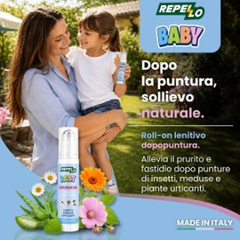 Albagarden - Dopopuntura Naturale Baby Roll-On 20ml, per Bambini da 6 Mesi Gel Lenitivo Antiprurito dopo Punture Zanzare Vespe Insetti Zecche Meduse, Aloe Calendula Camomilla Malva