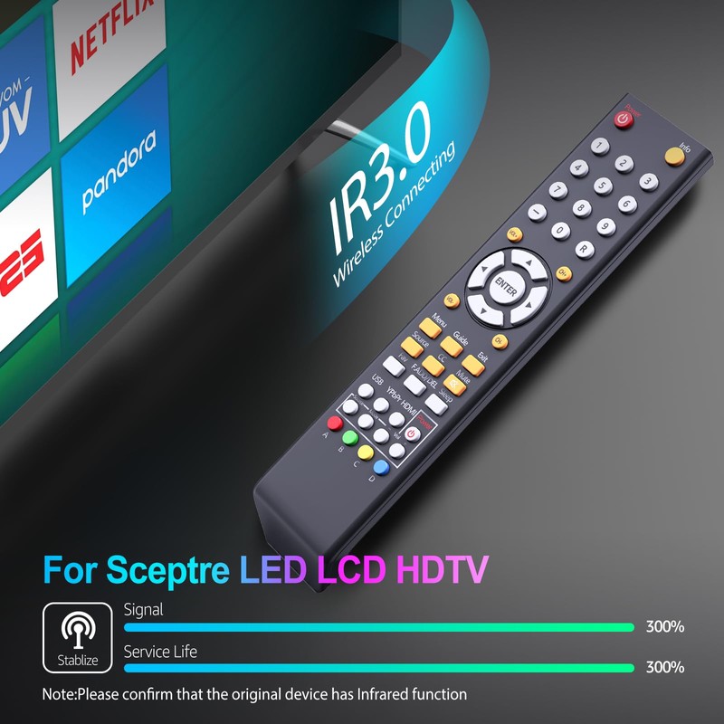 Universal Remote Control Replacment for All Sceptre TV LED LCD