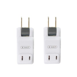 SYCON Outlet Wall Adapter, 2-Prong Swivel Ungrounded Indoor AC Mini Plug Wall Tap-White (4 Way-2 Pack)