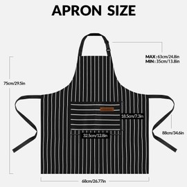 ATROPOS 2 Pieces Aprons for Women with Pockets, Aprons for Men, Womens Kitchen Apron, Cooking Apron Adjustable Bib Chef Apron(Unisex)