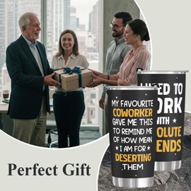 FROOBLEQUIRK Coworker Leaving Gifts 20 0Z Tumbler, Going Away Gift For Coworker Leaving For New Job - Funny Goodbye Gifts For Coworkers, Colleagues, Boss, Employee, Men, Women, Friends