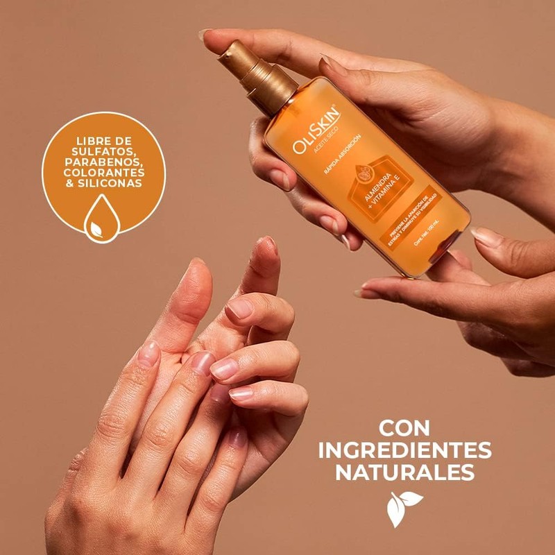 OliSkin Aceite Seco de Almendra más Vitamina E, Brinda Elasticidad,