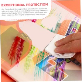 Fundas de plástico para libros 10 unidades 10 x 7 16K Fundas de papel plástico impermeables Funda transparente para libros con tira autoadhesiva Protectores páginas y documentos seguros Cubiert