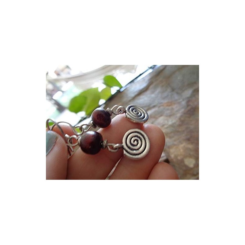 ⊹⊱ ✿★ DUNKELROTES HOLZ MIT ROBUSTER SPIRALE - OHRRINGE NATUR