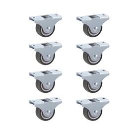 LIKERAINY Small Low-Noise Wheels TPR Rubber Wheels Furniture Castors Diameter 25 x 13 mm without Brake with Mounting Plate for Furniture and Cabinet Swivel Castor Load Capacity 40 kg Pack of 8