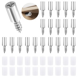 20Pcs Shelf Support Pegs, Heavy Duty for Kitchen Cabinet & Cupboard Shelf Pegs - 7mm Metal Brackets with Integrated Self-Tapping Screws, Durable Shelf Pins with Anti-Slip Caps