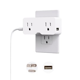 ELEGRP USB Wall Outlet Extender, Multi Plug Outlet Splitter with Two USB A Ports 21W, Electrical Outlet Extender Wall Tap for Travel, Home and Office, 125V, ETL Listed, White, 1 Pack