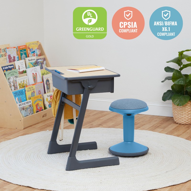 ECR4Kids Sitwell Wobble Stool with Cushion, Adjustable Height, Active Seating,