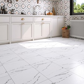 LaCheery 36 Sheets 12x12 Peel and Stick Floor Tile Black and White Marble Floor Tiles Peel and Stick On Flooring for Bathroom Kitchen Flooring Tile Stickers Self Adhesive Vinyl Marble Tiles Removable