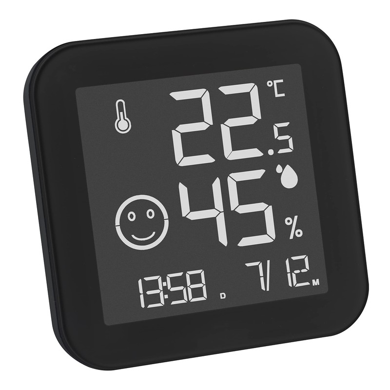 TFA Dostmann Digital Thermo-Hygrometer Black & White 30.5054.01, E-Ink Display,