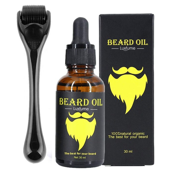 Beard Growth Kit, Beard Derma Roller 0.3mm, Beard Oil for