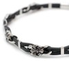[One] Silver Flare Leather Choker Black Leather Cord Necklace for