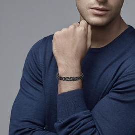 Black Bracelet for Men, Stainless Steel Bracelet for Husband, Engraved Cuban Chain Bracelets Jewellery Gift for Husband Valentine's Day Birthday Day Anniversary Day