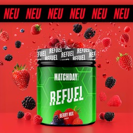 Matchday Nutrition Refuel I Bessere Regeneration speziell für Fußballer I Kohlenhydrate, Aminosäuren & Vitamine gegen Muskelkater (Beerenmix)