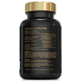 Oxford Organics Advanced Turmeric Capsules High Strength 3000mg, Ginger & Black Pepper | ONE per Day | 1 Year Supply | Turmeric and Black Pepper Capsules Locally Made in UK | Tumeric Supplement Joints Arthritis