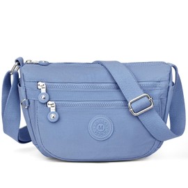 TEUEN Women's Small Shoulder Bag, Waterproof Nylon Crossbody Bag, Casual Handbag with Many Compartments, Lightweight Shoulder Bag, Messenger Bag for Travel, blue