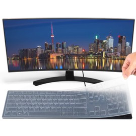 KeyCover Keyboard Cover for Dell KM636 Wireless & KB216 Wired Keyboard, Optiplex & Inspiron AIO Desktop, Clear (Transparent) Silicone, US Layout