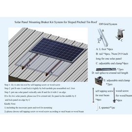 CMYYANGLIN Solar Panel Roof Mounts Bracket Kit for Sloped Pitched Tin Roof