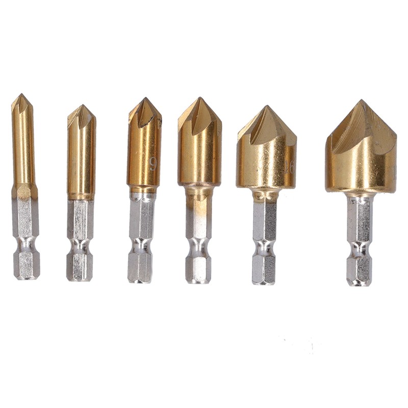 Chamfer Drill Bit Hex Shank 5 Flute Countersink Hole Opener