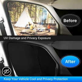 T TGBROS Sun Shade for Ford Transit 2015-2025 Side Window Sun Shade Car Window Shades Privacy for Transit Van Mid/High Roof Accessories Foldable Black Out Window Cover 2PCS