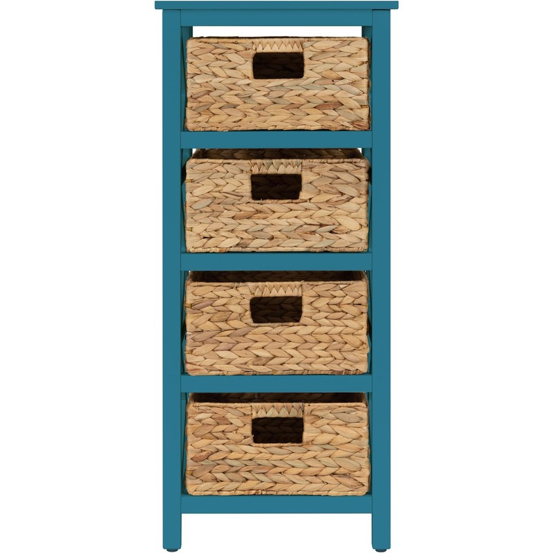 eHemco 4 Tier X-Side End Storage Cabinet with 4 Wicker