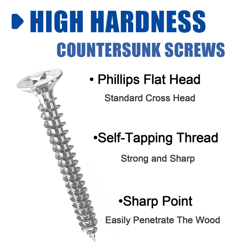 M3 Flat Head Wood Screws, Stainless Steel Countersunk Head Cross