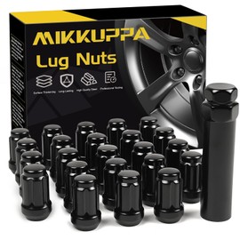 MIKKUPPA 23pcs 1/2"-20 Lug Nuts Replacement for 1987-2018 Jeep Wrangler JK, 2002-2012 Jeep Liberty, 1993-2010 Jeep Grand Cherokee Aftermarket Wheel - Black Closed End Tire Lug Nuts with Socket Key