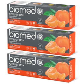 BIOMED - Complete Citrus Fresh Toothpaste, 6+ Age, Gum Strength & Protection Against Caries, 98% Natural Ingredients, Fluoride & SLES-Free, Mandarin, Grapefruit, Lemon Flavour, 3 x 100g