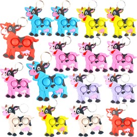 HOZKEAP 24 Packs Bulk Fidget Bubble Mini Pop Cow Animals Keychain, Holiday Party Favors Supplies Classroom summer Student gifts