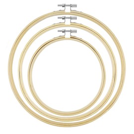 Pack of 3 10/15/17 cm Embroidery Hoops, Bamboo Embroidery Hoop, Cross Stitch Frame, Adjustable Cross Stitch Ring, Cross Stitch Embroidery Frame, Smooth and Lightweight, for DIY, Crafts, Embroidery