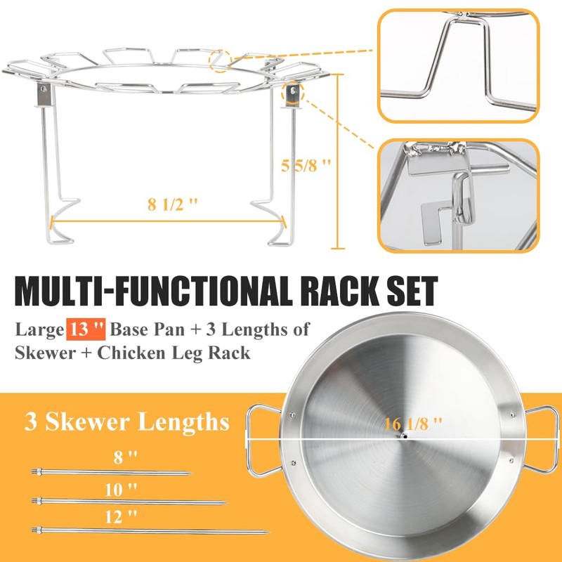 13" Vertical Skewer Gyro Pan Spit Shawarma Stand for oven
