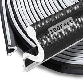 SILIENTWERK 100 Feet Kerf Door Weather Stripping Door Seal, Long Reach V-Shaped Door Seal Strip for Door Frame Door Weatherstripping Insulation Strip Door Soundproofing for Large Gap(Black)