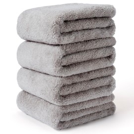 AIFY Slim Bath Towels, Set of 4, 100% Cotton, Non-twist Bath Towels, Large, Fluffy, Thin, Good to the Touch, Instant Absorption, Hair Shedding Difficult, JIS Hair Removal Rate Standard Value of 0.2%