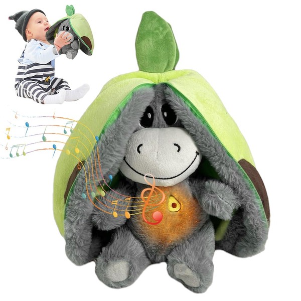 NAVESO Atmendes Kuscheltier, Schlafender Esel Kuscheltier mit Atembewegung und Musik,