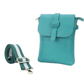 Flap Over Crossbody Bag with Adjustable Guitar Strap – Stylish Snap Closure Purse for Women – Faux Leather (Teal)
