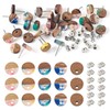 PandaHall 30 Pieces Resin Wood Stud Earrings, 10mm Flat Round