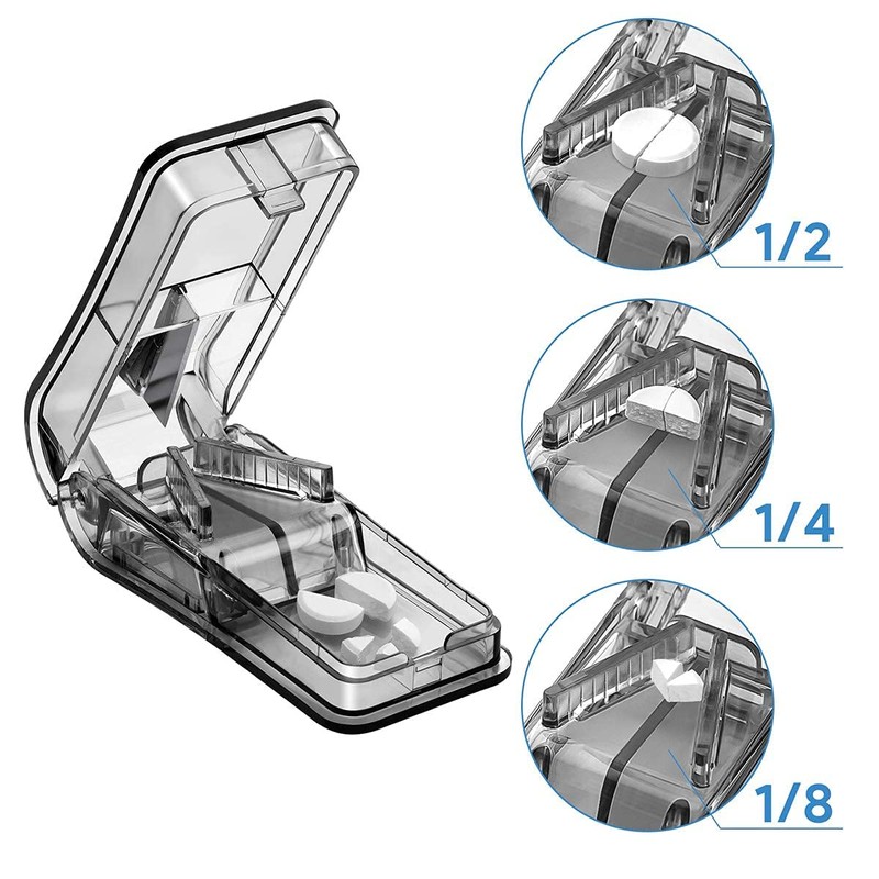 Aznze Medicine Cutter 8 Points Portable Tablet Cutter Dispenser Medicine