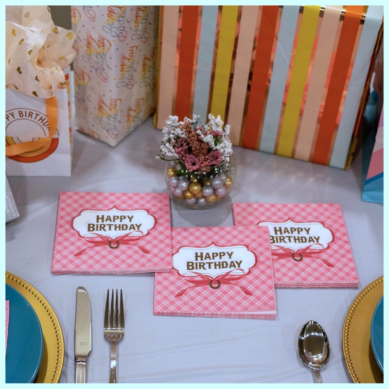 Iconikal Dinner Party Paper Napkins, Happy Birthday Horseshoe, 48-Count