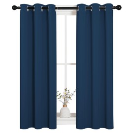 NICETOWN Window Curtain Panels, Thermal Insulated Solid Grommet Blackout Draperies/Drapes for Basement (Moroccan Blue, 1 Pair, 29 by 45-inch)