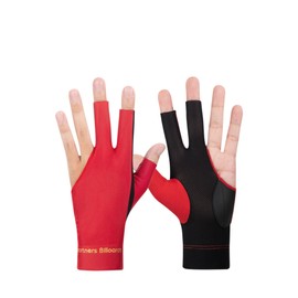 TUKEVA Pack of 2 3 Finger Snooker Gloves, Non-Slip Pool Gloves, Billiard Snooker Cue Gloves, Breathable Billiard Gloves for Snooker, Cue and Sports, Fits Left (Red)