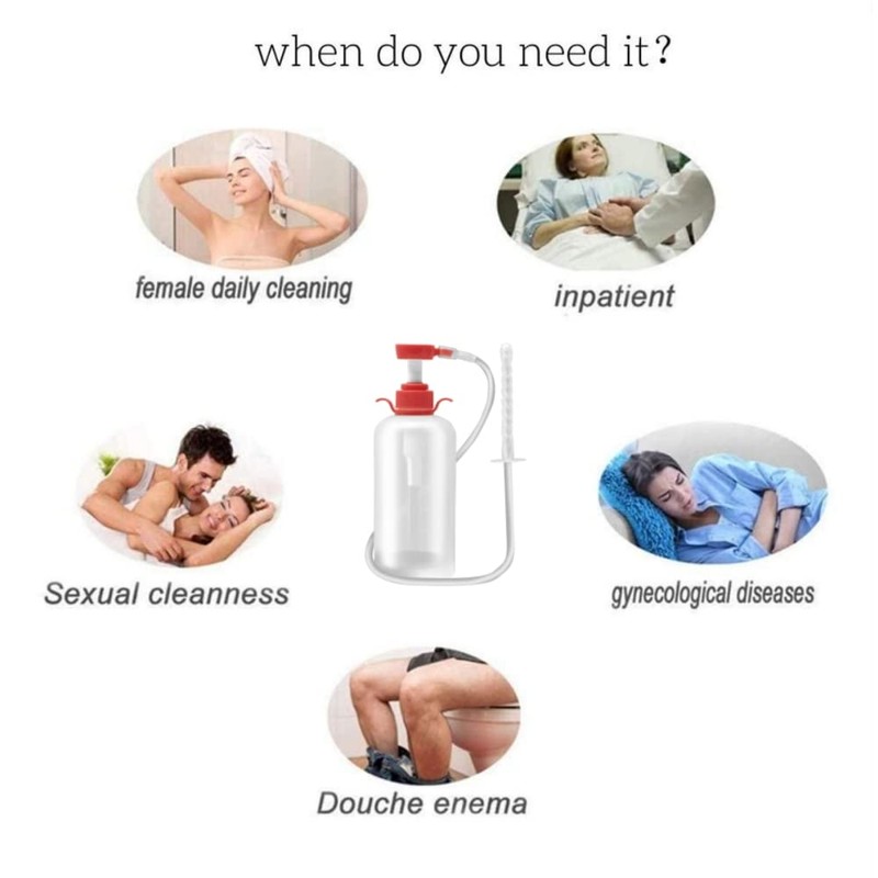 600ml Vaginal Cleaner- Enema Douche Vaginal Cleaning Kit, 5 Nozzltips-Reusable