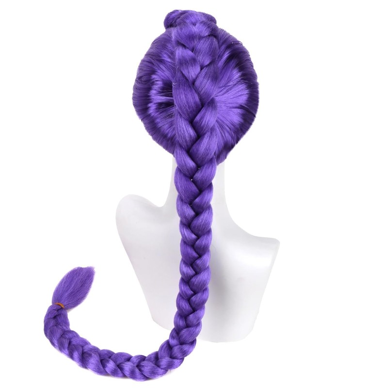RightOn Purple Braided Wig Long Straight Purple Braid Wig for