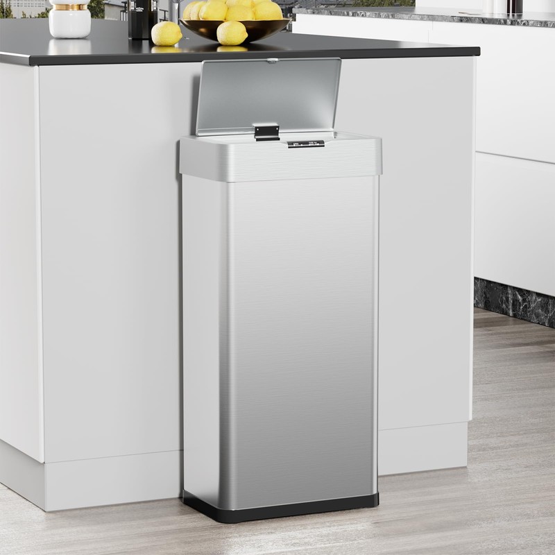 TLSUNNY 16 Gallon Motion Sensor Trash Can,Touchless Automatic Garbage Can,Brushed