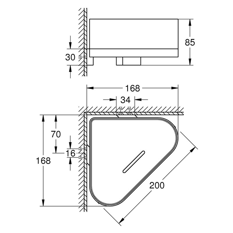 GROHE Selection Corner Shower Tray with Holder Chrome 41038000