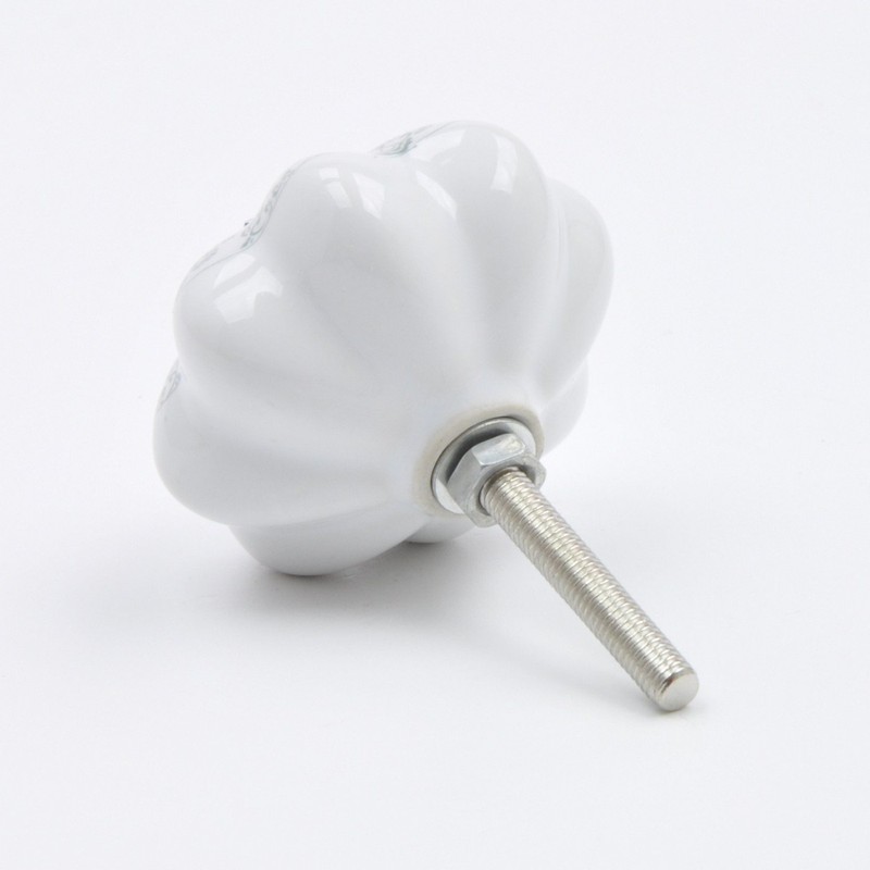 Grey Detailed Floral Pattern Ceramic Knob, Pull, Handle, for Cupboards,