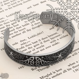 Norse American Viking Viking World Tree Yggdrasil Cuff Bracelet 316L Stainless Steel