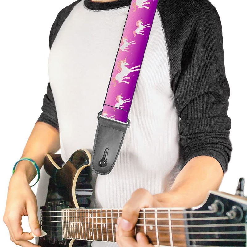 Buckle-Down GS-W32108 Guitar Strap Unicorn Sparkles Purple Pink, 2" Wide