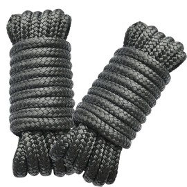 Boat Dock Lines, 3/8" x 15' Black Double Braided Nylon Dock Lines with 12” Loop, Premium Marine Rope Mooring Lines- 2 Pack