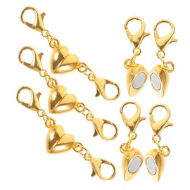 jojofuny 5Pcs Heart Shaped Magnetic Clasps for Jewelry Making Durable Bracelet Connectors Easy One Handed Closure for Necklaces and Anklets DIY Accessory for Crafting