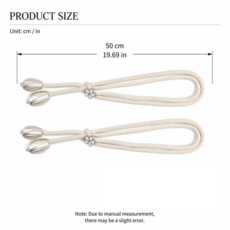 Elovara 2 Pack Cotton Rope Tie Backs, Flower Buckle Drill
